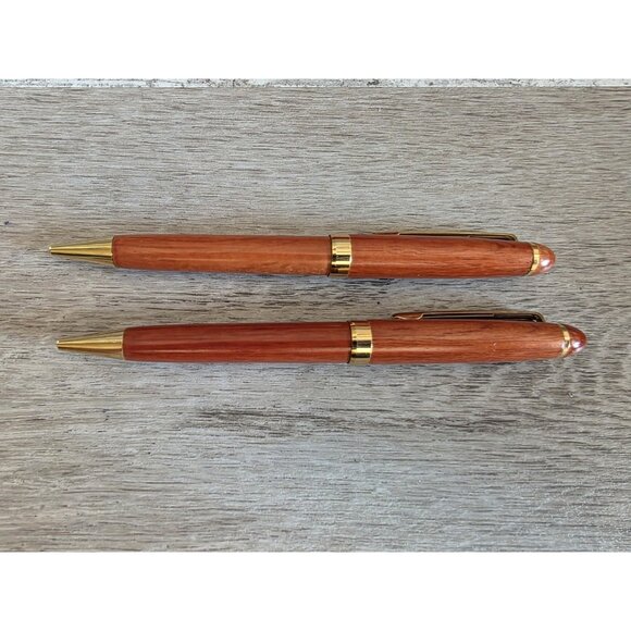 Michael C. Fina Fifth Avenue Wood Two Ballpoint Pen Set In Wood Box Retired b205 - Picture 7 of 9